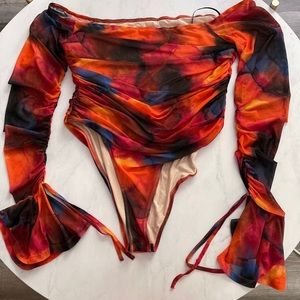 Tie dye mesh bodysuit